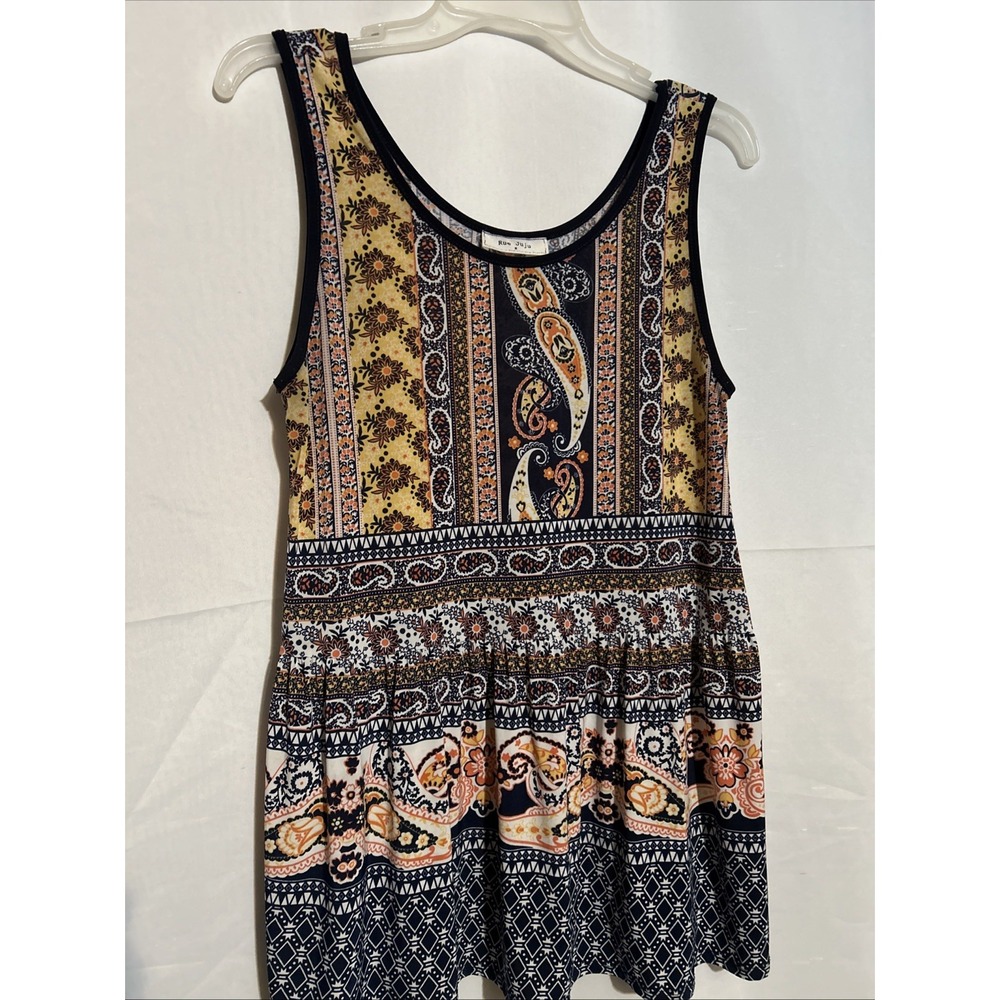Rue JuJu Women's Tank Top Medium Geometric Multicolor, Sleeveless, Round Neck